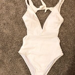 Shein white ribbed one piece